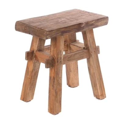 Immagine di Design Delights Sgabello Vintage 40, in stile rustico, legno massiccio riciclato, 43x45x27 cm (altezza x larghezza profondità)