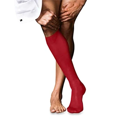 Immagine di FALKE No. 9 M KH cotone al ginocchio tinta unita 1 paio, Calzini lunghi Uomo, Rosso (Cardinal 8156), 39 40