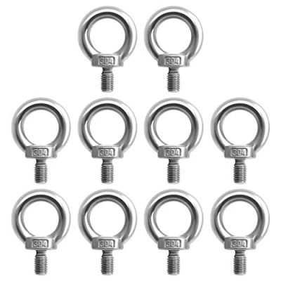 Immagine di Jubaopen 10 Pcs M8 Bullone ad Occhiello con Filettatura Golfari di Sollevamento Vite Resistente a Anello in Acciaio Inossidabile 304 per Legno Metallo Ferrovie Aeroporti