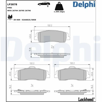 Immagine di DELPHI LP3878 Kit pastiglie freno con segnalatore acustico usura foglio adesivo senza accessori