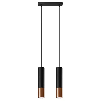 Immagine di SOLLUX lighting Loopez 3L Spotlight Lampada A Sospensione Soffitto, Paralume Cilindrico + Combinazione Di 2 Metalli, Lampadina GU10 Sostituibile, 3x