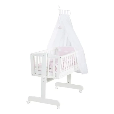 Immagine di roba Culla e lettino Kleine Wolke Design a Nuvola 40 x 90 cm in Legno Set da Letto Completo di Chiusura Arredo Tessile Bianco/Rosa