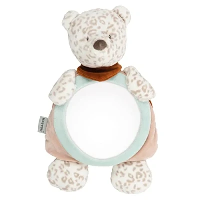 Immagine di Nattou Specchietto Retrovisore Leopardo delle Nevi Jungo con Chiusura in Velcro, 34 cm, Vegano, Boris &amp; Jungo, Beige