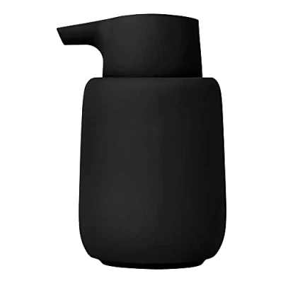 Immagine di blomus Dispenser di sapone SONO 250 ml in ceramica per mani nero Ø 8 x 14 H cm Colore liquido con testa pompa