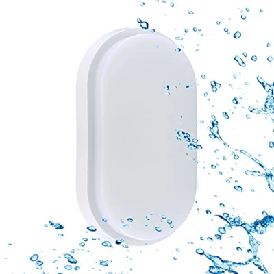 Immagine di Sigmaled lighting, Plafoniera led 15W per esterni, Resistente all&#039;Acqua, Luce Calda 3000K, 1350Lm, Applique OVALE IMPERMEABILE IP54 da soffitto e parete, Esterno o Interno