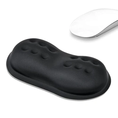 Immagine di PABREY Cuscini Poggiapolsi per Mouse, Comodo Supporto il polso in Memory Foam, Antiscivolo/Tessuto Lycra/Design Ergonomico/Sollievo dal Dolore al Polso, Computer, Laptop, Ufficio, Gioco