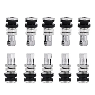 Immagine di Qiilu 10pcs TR161 Metallo Bolt In Tyre Valvola della gomma breve steli con cappuccio antipolvere per auto camion modifica del motociclo
