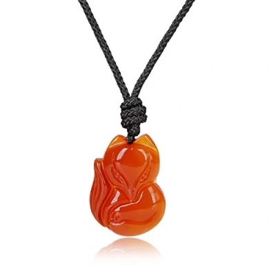 Immagine di COAI Collana con Pendente Volpe in Agata Rossa Laccio Regolabile per Uomo e Donna