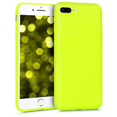 Immagine di kwmobile Custodia Compatibile con Apple iPhone 7 Plus/iPhone 8 Plus Cover Back Case per Smartphone in Silicone TPU Protezione Gommata giallo fluorescente