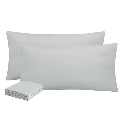 Immagine di Aisbo Federe Cuscini Letto 40x80 Coppia di Matrimoniale, con Cerniera, Microfibra, Traspiranti e Morbidissime, Grigio