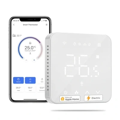 Immagine di Meross Termostato Intelligente, 16A per Riscaldamento a Pavimento Elettrico Compatibile con HomeKit, Siri, Alexa e Google Home, WiFi Touch Screen LED, Controllo Vocale