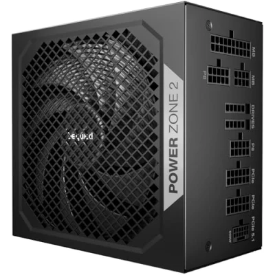 Immagine di be quiet! Power Zone 2 750W Alimentatore, Certificazione 80 Plus Platinum e Cybenetics Platinum, Raffreddamento semi passivo, Ventola Pure Wings 3 da 140mm, angolato a 90 12V 2x6, PCIe 5.1/ATX 3.1