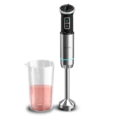 Immagine di Cecotec Frullatore a Immersione Power Neutron 1100Max, Potenza Massima 1100 W, 4 Lame Rivestite in Titanio, Velocità Regolabile, Funzione Turbo, Piedino XL, Include Vetro da 800 ml