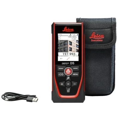 Immagine di Leica Disto D5, Metro Laser Professionale con Bluetooth, Uso App, Mirino, Esterno e Interno, Sensore d&#039;Inclinazione per Tracciamento dell&#039;Altezza, Profilo Misurazione dell&#039;Angolo