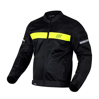 Immagine di OZONE Moto Dart Giacca da Uomo Tessile Protezioni per Gomiti e Spalle Elementi Riflettenti Pannelli in Rete 4 Tasche
