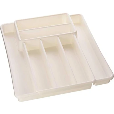 Immagine di Rotho Domino PortaPosate con 7 Scomparti, Plastica (PP) senza BPA, Bianco, 39.7 x 34.1 5.1 cm