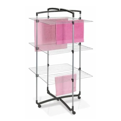 Immagine di Metaltex Faro plus 405773039 Stendibiancheria a 3 piani, argento e nero, acciaio inox, plastica
