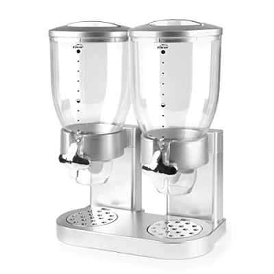 Immagine di Lacor 62597 Dispenser di cereali, frutta secca, pasta e caramelle, doppio contenitore, due contenitori da 3,5 l, sistema girevole, senza BPA, 33 x 20 42 cm, grigio