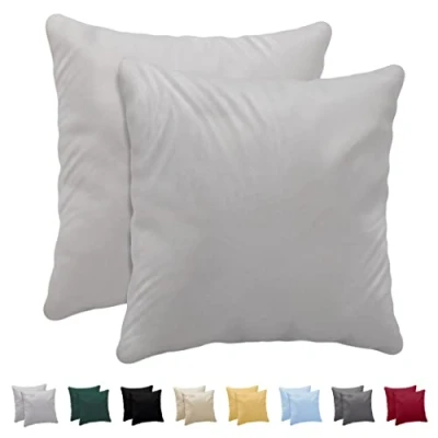 Immagine di Twinzen Federe Cuscino Letto 40x40 in Cotone Jersey 100% (Set da 2) 150 g/m² Grigio Chiaro Chiusura con Cerniera 40 x cm Certificate Oeko Tex Ultra Morbide e Traspiranti