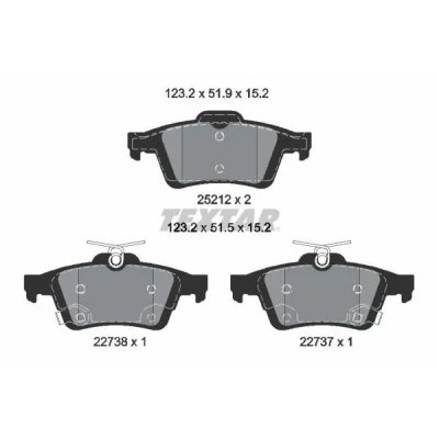 Immagine di TEXTAR 2521204 Kit pastiglie freno con segnalatore acustico usura FORD: Focus 3, 3 Turnier, Mk3 Van / Station Wagon