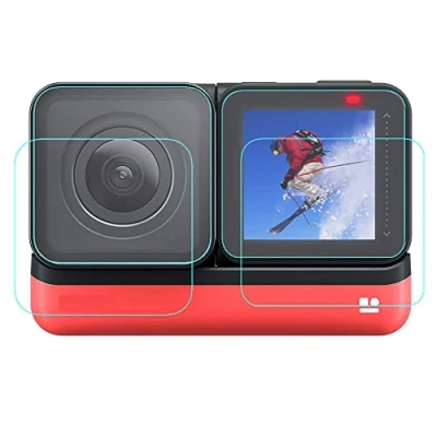 Immagine di FANZR Pellicola protettiva per Insta360 ONE R / RS Twin Edition e 4K grandangolare (2+2 pezzi), durezza 9H, vetro temperato antigraffio da 0,3 mm