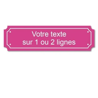 Immagine di Targhetta incisa personalizzata 1 o 2 linee 14,5 x 4 cm autoadesiva, rosa