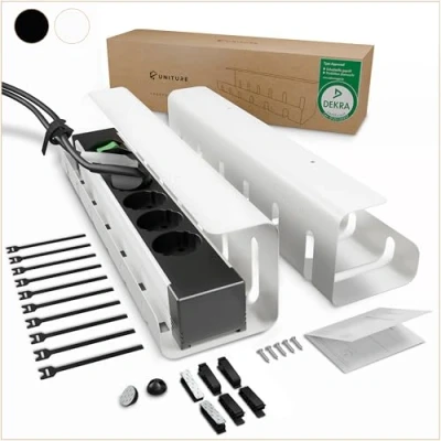 Immagine di UNITURE® [Set da 2] Canalina per cavi scrivania una gestione ordinata dei Supporto con montaggio semplice e design senza tempo 2 x 40 cm Passacavi casa ufficio