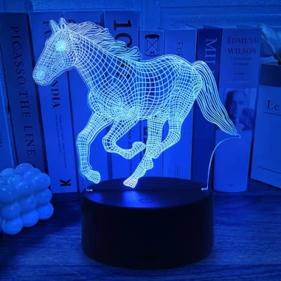 Immagine di Gemi Cavallo Regali per Ragazza Ragazzo, 3D Led Lampada Cavallo, Luce Notturna Con Telecomando + Touch 16 Variazioni di Colore Timer, Regalo Bambino 6 7 8 9 10 11 12 Anni Maschio