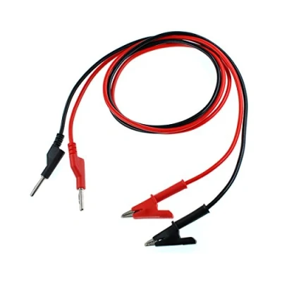Immagine di Oiyagai 2 Pezzi Cavi di Test con Spinotto a Banana Impilabile da 4mm e Clip Coccodrillo per Multimetro o Elettrici Laboratorio (Rosso + Nero)