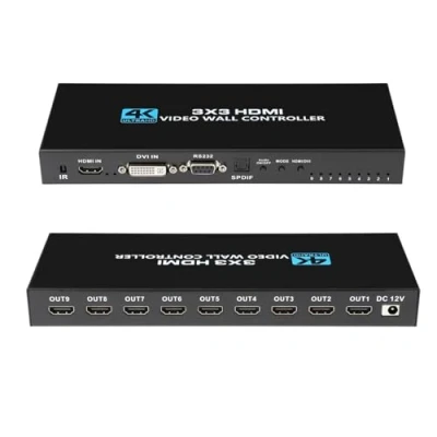 Immagine di 3x3 Video Wall Controller 4K HDMI DVI ingresso 1080p 2x3 2X4 4X2 1X4 TV processore 9 Splicing Box