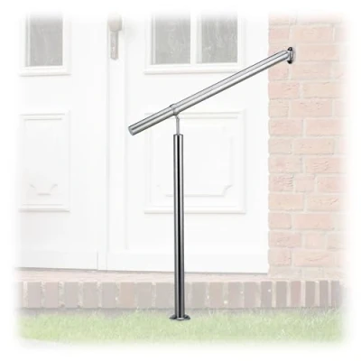 Immagine di Relaxdays Corrimano, Acciaio Inox, Interni ed Esterni, 80x90 cm, Staffe e Tasselli per Montaggio a Parete, Argentato, Argento, 800 mm