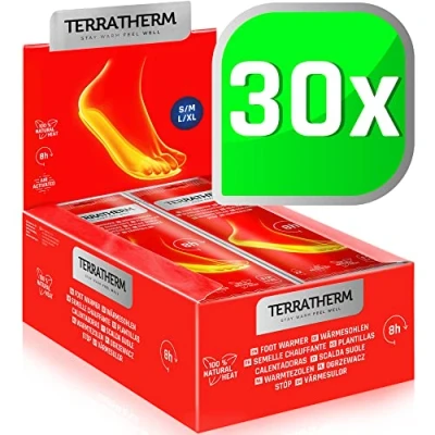 Immagine di TerraTherm Scalda Suole 30 Paia XL, 100% Calore Naturale, Solette Piedi riscaldanti per 8 Ore di Calore, Termiche e Scaldapiedi Tutti i Tipi Scarpe