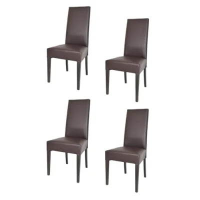 Immagine di t m c s Tommychairs Set 4 sedie imbottite modello Luisa per cucina e sala da pranzo, robusta struttura in legno di faggio wengè, seduta schienale rivestiti pelle artificiale color moka