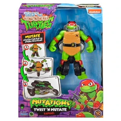 Immagine di TEENAGE MUTANT NINJA Turtles Tales of Mutations Twist N Mutate Raphael. Trasforma da Action Figure a Veicolo Stealth