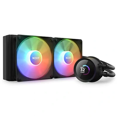 Immagine di NZXT Kraken 240 RGB mm AIO CPU Liquid Cooler Display LCD quadrato personalizzabile da 1,54&quot; per immagini, metriche delle prestazioni Pompa ad alte 2 ventole F120 Core