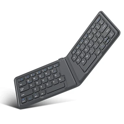 Immagine di MoKo Tastiera Universale Pieghevole, Ultra Sottile Wireless Bluetooth Portatile Ricariabile, in Versione Americana/Internazionale, per i Smartphone iOS, Android e Windows, Grigio