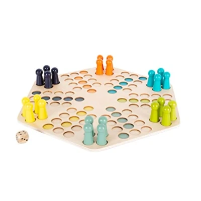 Immagine di 1800 Ludo per 6 giocatori small foot con una grande scacchiera di legno, gioco da tavolo tutta la famiglia, dai 4 anni in su