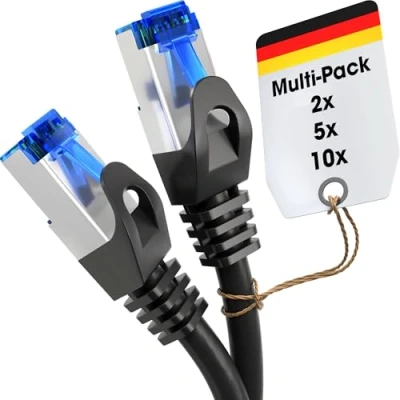 Immagine di KabelDirekt 5x 30 m Cavo Ethernet, LAN, di rete Disponibile in 0,25 (Cavo internet, velocità della fibra ottica per reti Gigabit, switch/router/modem con RJ45, nero/argento)
