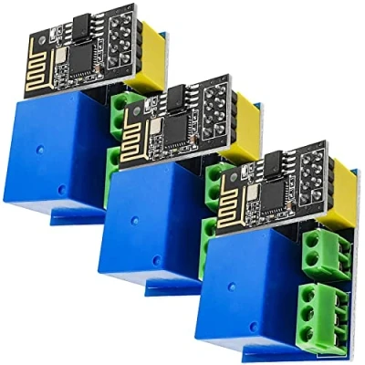 Immagine di AZDelivery 3 x ESP8266 01S ESP Wlan WiFi Modulo 5V con Relais Adattatore (successore di ESP01) compatibile Arduino incluso un E Book!