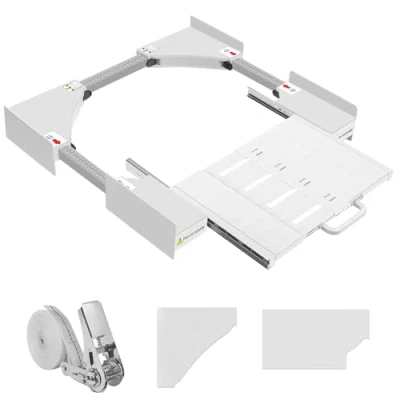Immagine di NIUXX Kit sovrapposizione Lavatrice Asciugatrice, di Impilamento Telaio Intermedio Asciugatrice con Ripiano, per 53 68cm misura regolabile, Bianco