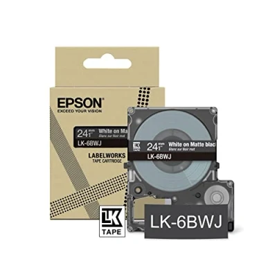 Immagine di Epson LabelWorks LK 6BWJ Cartuccia a nastro per etichettatura compatibile con LW C610 Nero opaco/Bianco 24mm