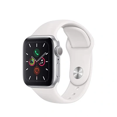 Immagine di Apple Watch Series 5 (GPS, 40MM) Cassa in Alluminio Argento con Cinturino Sport on Bianco (Ricondizionato)