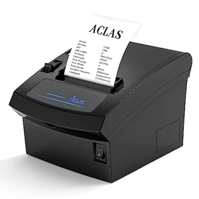 Immagine di ACLAS Stampante per ricevute termiche 80 mm Auto Cut con ESC/POS cassetto registratore di cassa (250 mm/sec, porta USB + Ethernet Serial Port)