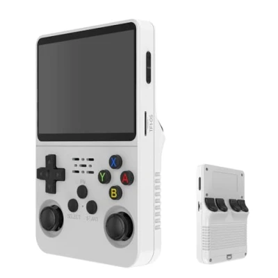 Immagine di R36S console per videogiochi portatile retrò, schermo IPS da 3,5 pollici, scheda TF 64 g, oltre 10.000 giochi, di gioco portatile, con sistema Linux open source, bianco