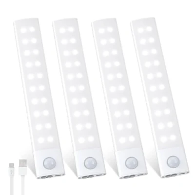 Immagine di Luce Armadio LED con Sensore Movimento 20CM, 2000mAh Sottopensile 40 Leds USB C Ricaricabile Magnetica 3 Colore Dimmerabile Lampada Guardaroba Luci per Cucina Corridoio Bagno, 1 Pezzi
