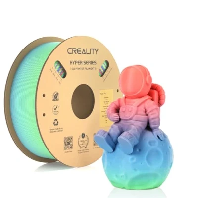 Immagine di Creality Official Hyper PLA Filament Arcobaleno L 1KG, Filamento per Stampanti 3D la Stampa ad Alta Velocità, Durevole e Resistente, Liscio, Prestazioni a Sbalzo Precisione Dimensionale +/ 0,03mm