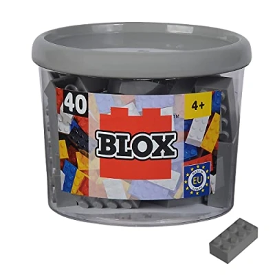 Immagine di Simba 104114539 Blox, 40 mattoncini grigi per bambini dai 3 anni in su, 8 pietre, scatola, di alta qualità, completamente compatibili con molti altri produttori