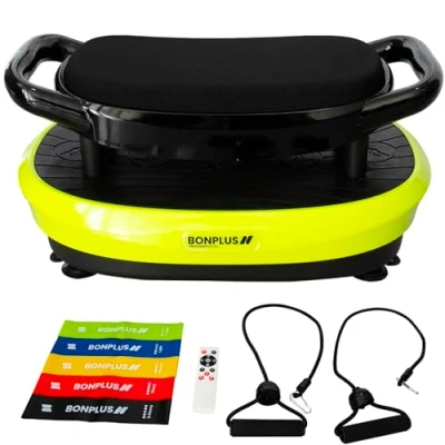 Immagine di Bonplus BP Pedana Vibrante Wonder Fit Piattaforma Con Sedile per Esercizi Telecomando Display LCD Bande di Tensionamento Glutei Fitness