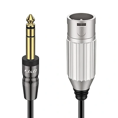 Immagine di J&amp;D Cavo Jack a XLR, Guscio in Rame Placcato oro, Stereo TRS Maschio da 6,35 mm Bilanciato di Interconnessione XLR per Chitarra, Altoparlante, Microfono, Amplificatore 1,8 Metri