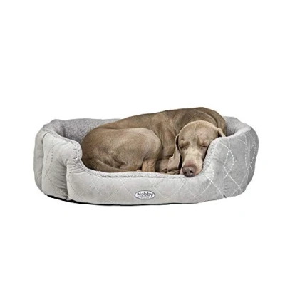 Immagine di Nobby, letto ovale imbottito in peluche, con cuscino reversibile, 45 x 40 19 cm, grigio